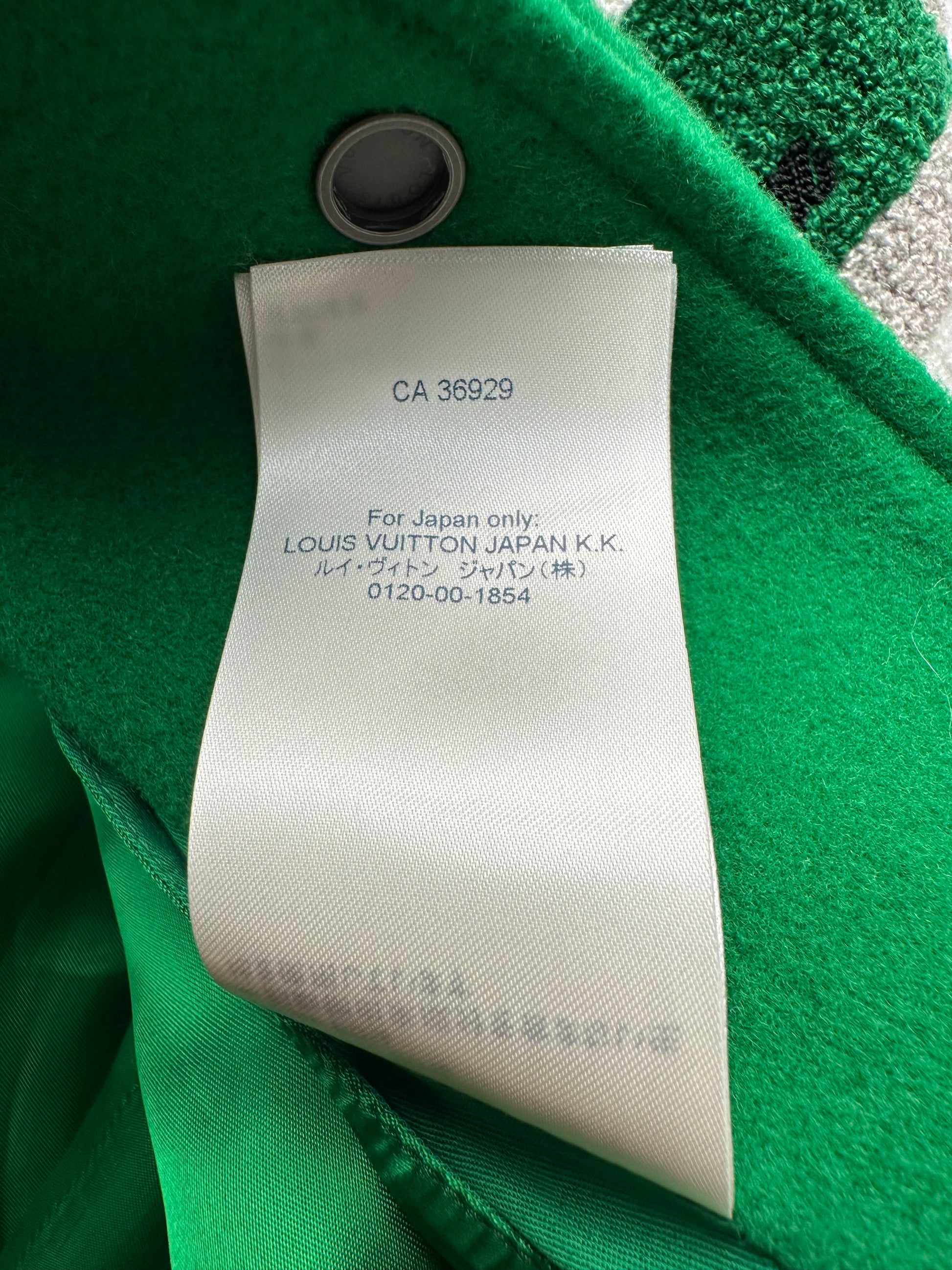 Louis Vuitton Green & White Varsity Leather Jacket