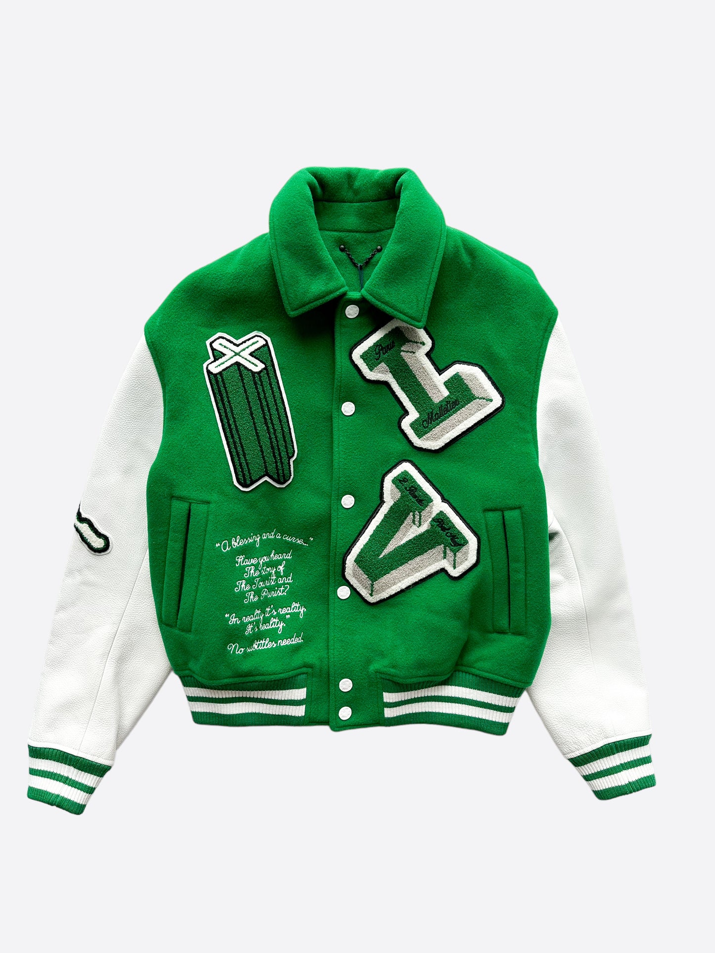 Louis Vuitton Varsity Leather Jacket Green for Men