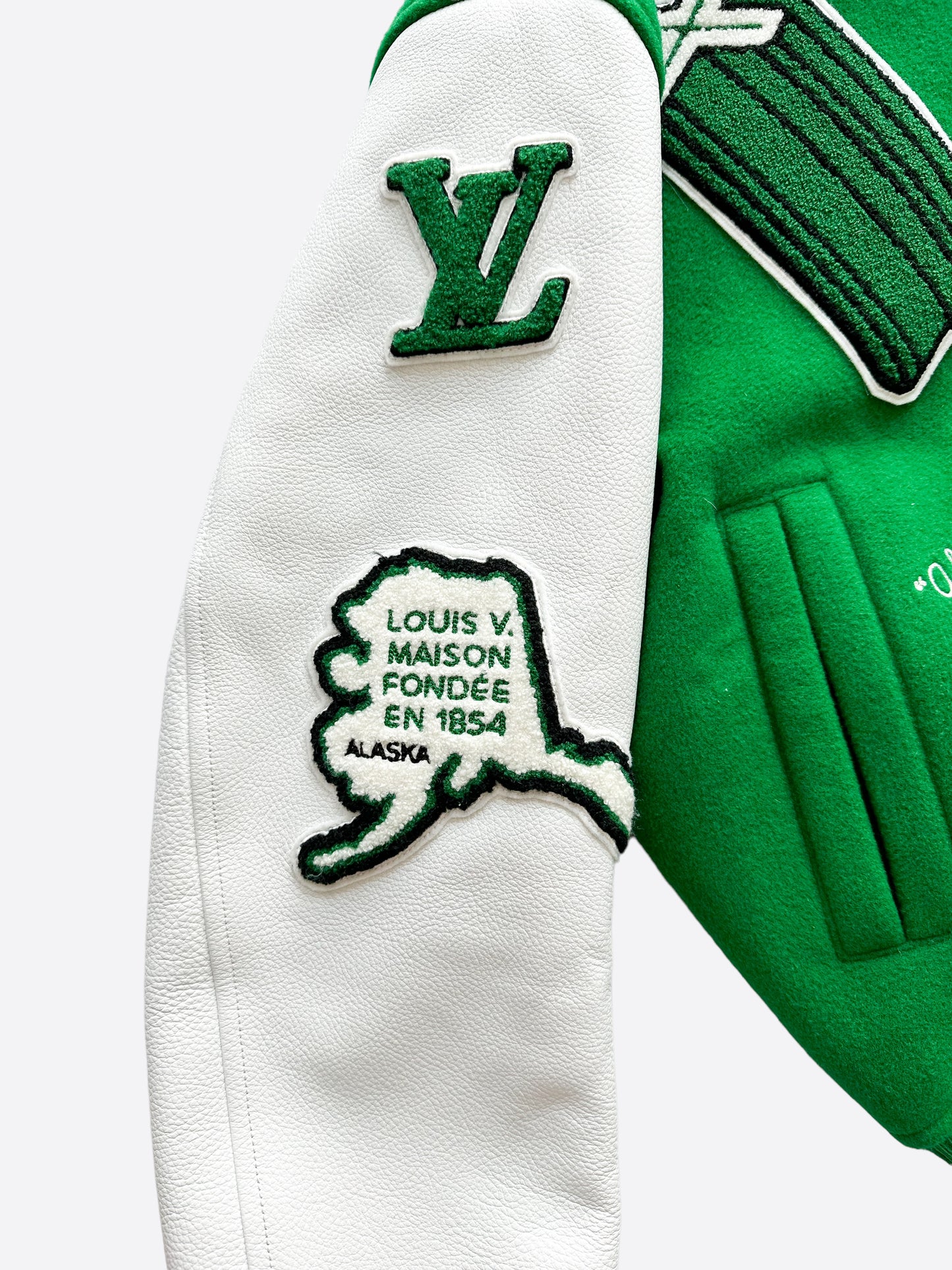 Louis Vuitton Varsity Leather Jacket Green for Men