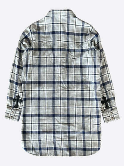 Chrome Hearts Grey & Blue Cross Patch Elongated Flannel