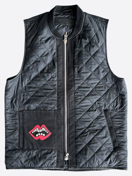 Chrome Hearts Matty Boy Black Cross Jacquard Chomper Quilted Vest