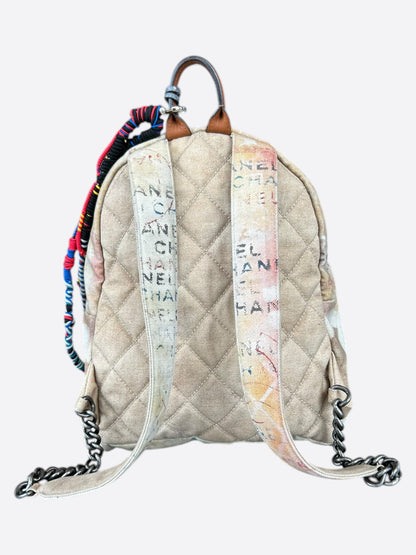 Chanel Beige & White Graffiti Backpack