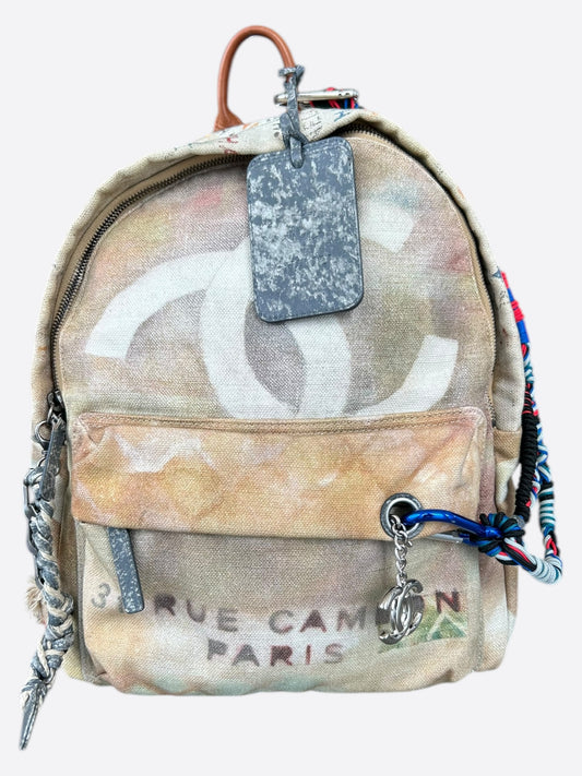 Chanel Beige & White Graffiti Backpack