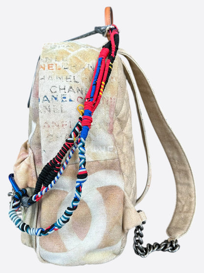 Chanel Beige & White Graffiti Backpack