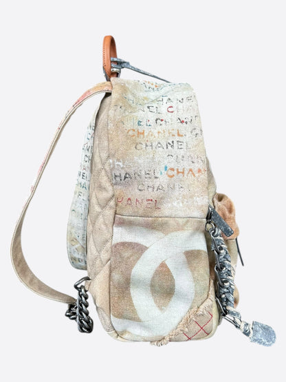 Chanel Beige & White Graffiti Backpack