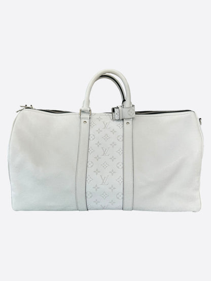 Louis Vuitton White Taigarama Monogram Keepall 50