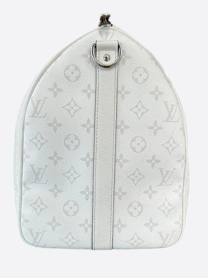 Louis Vuitton White Taigarama Monogram Keepall 50