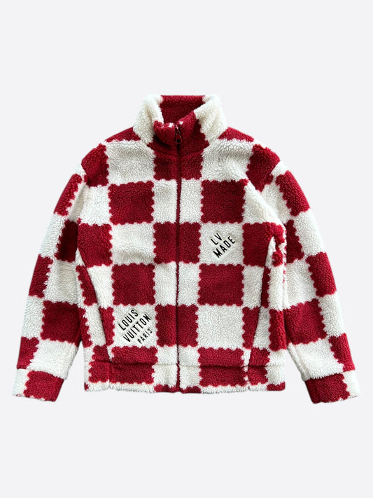 Louis Vuitton Nigo Red & White Checkered Fleece Jacket