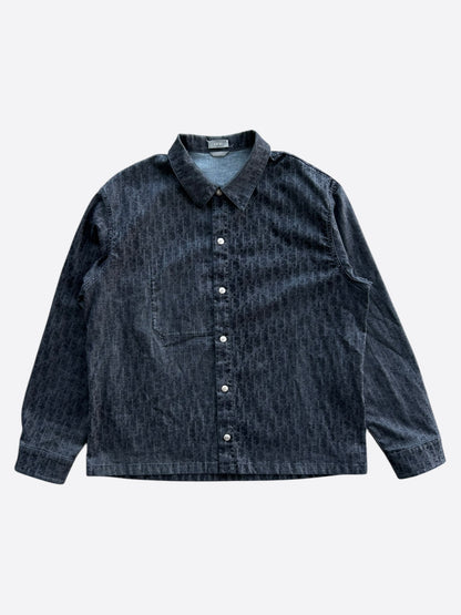 Dior Dark Blue Oblique Denim Button Up Shirt