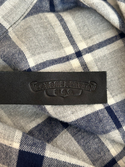Chrome Hearts Grey & Blue Cross Patch Elongated Flannel
