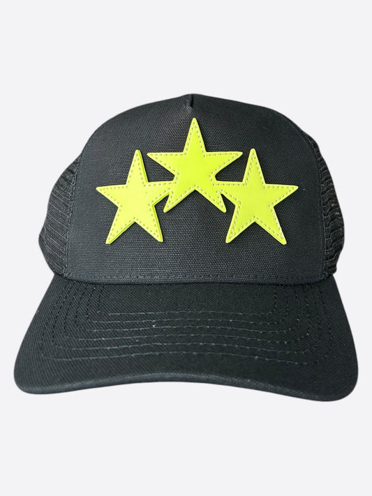 Amiri Black & Yellow Triple Star Trucker Hat