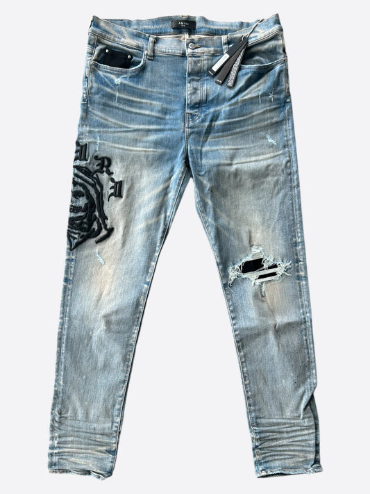 Amiri Wes Lang Clay Indigo & Black Reaper Jeans