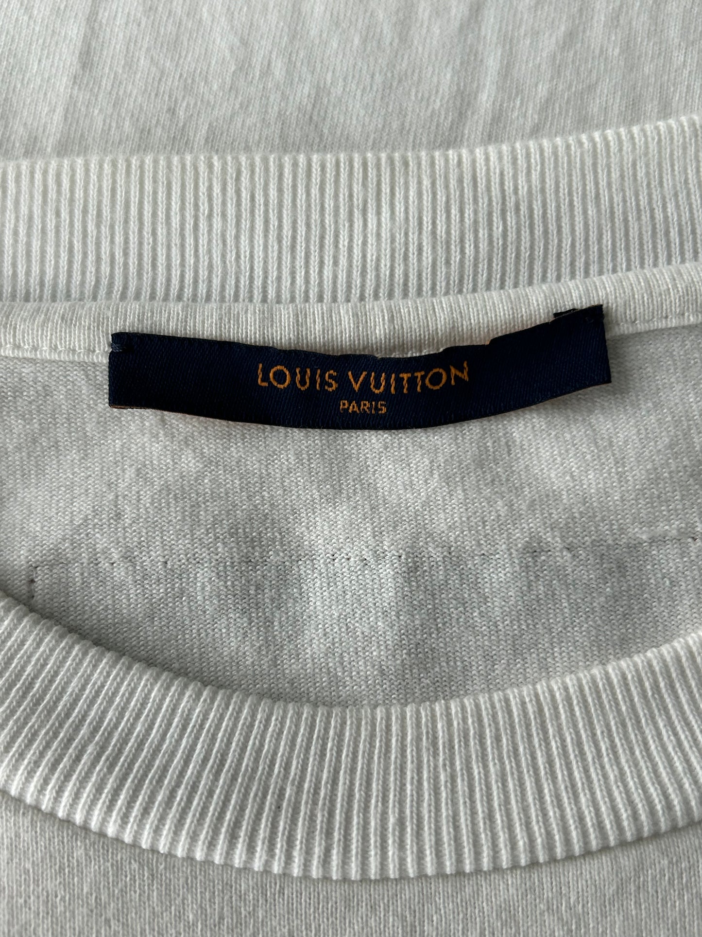 Louis Vuitton White Graffiti Logo Embroidered T-Shirt