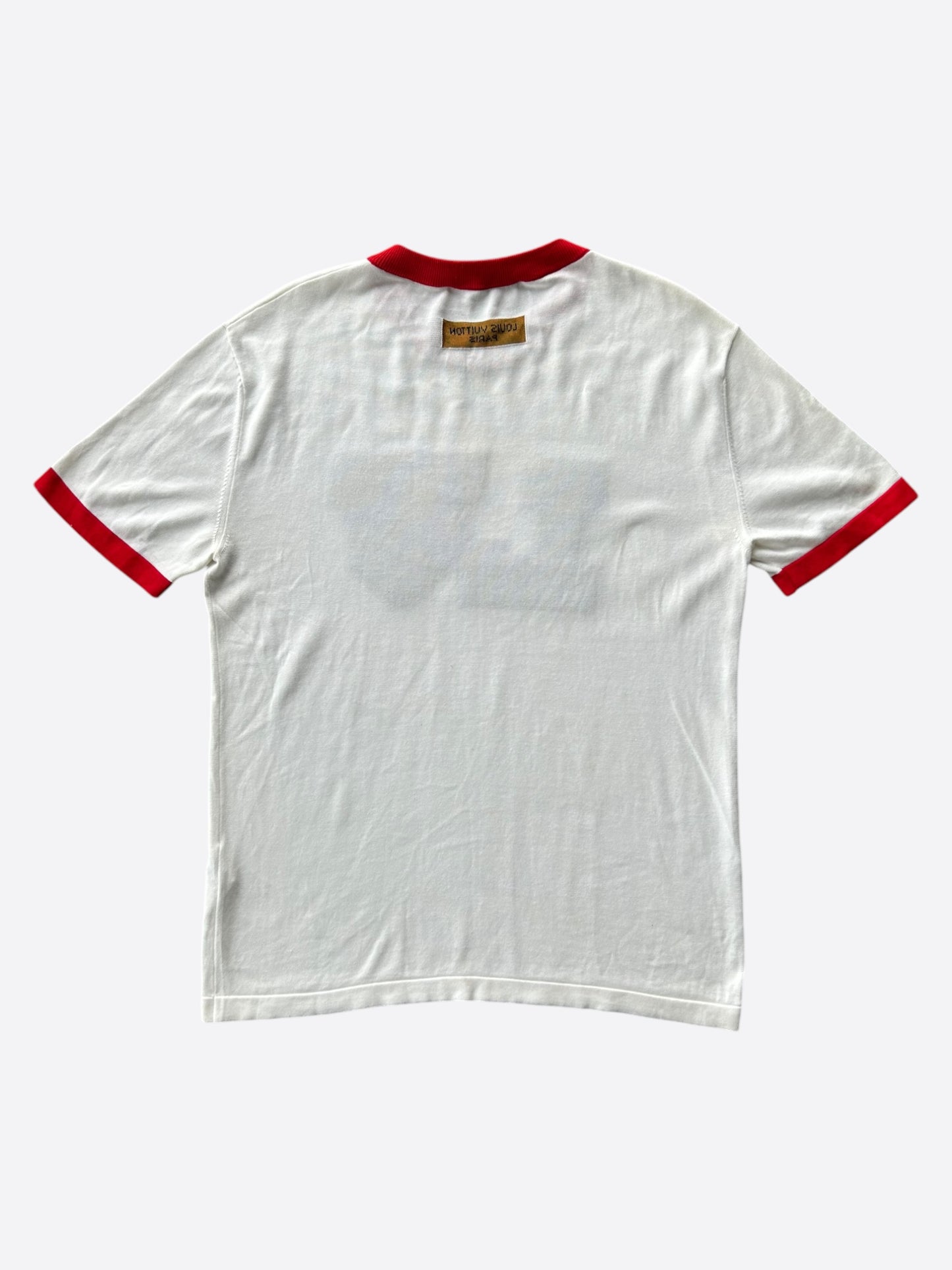 Louis Vuitton White & Blue Logo Intarsia T-Shirt