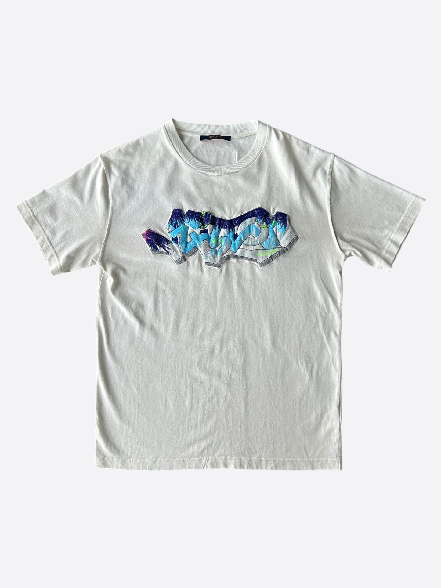 Louis Vuitton White Graffiti Logo Embroidered T-Shirt