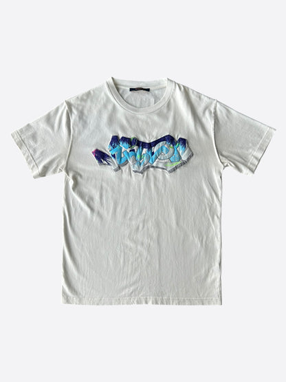 Louis Vuitton White Graffiti Logo Embroidered T-Shirt