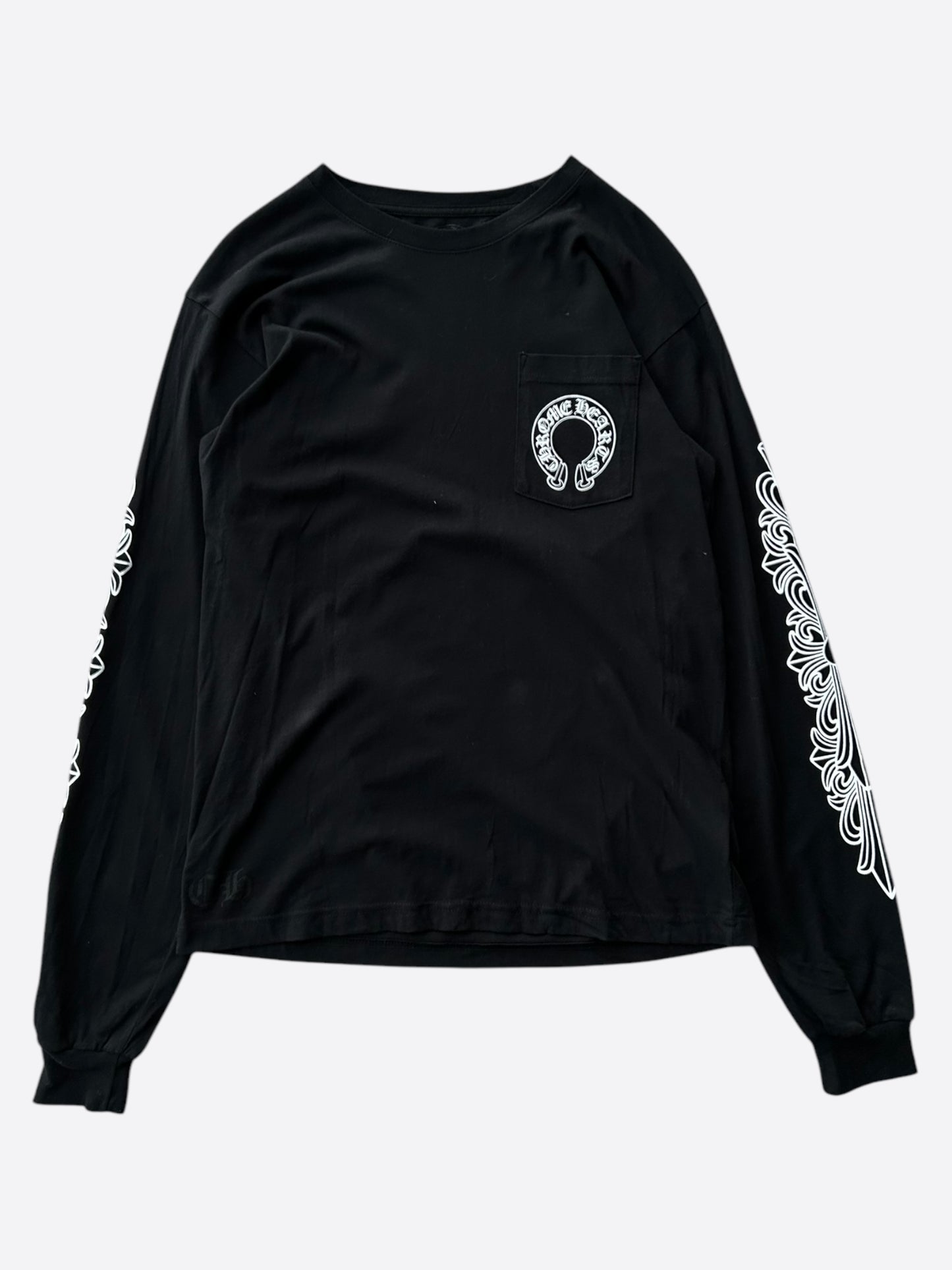 Chrome Hearts Black & White Horseshoe Logo Longsleeve T-Shirt