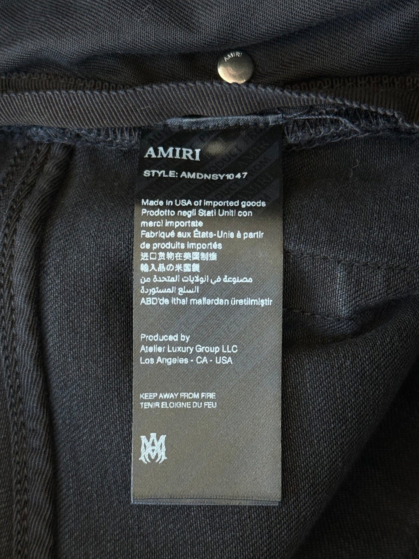 Amiri Vintage Black Bandana Jacquard Applique Logo Jeans