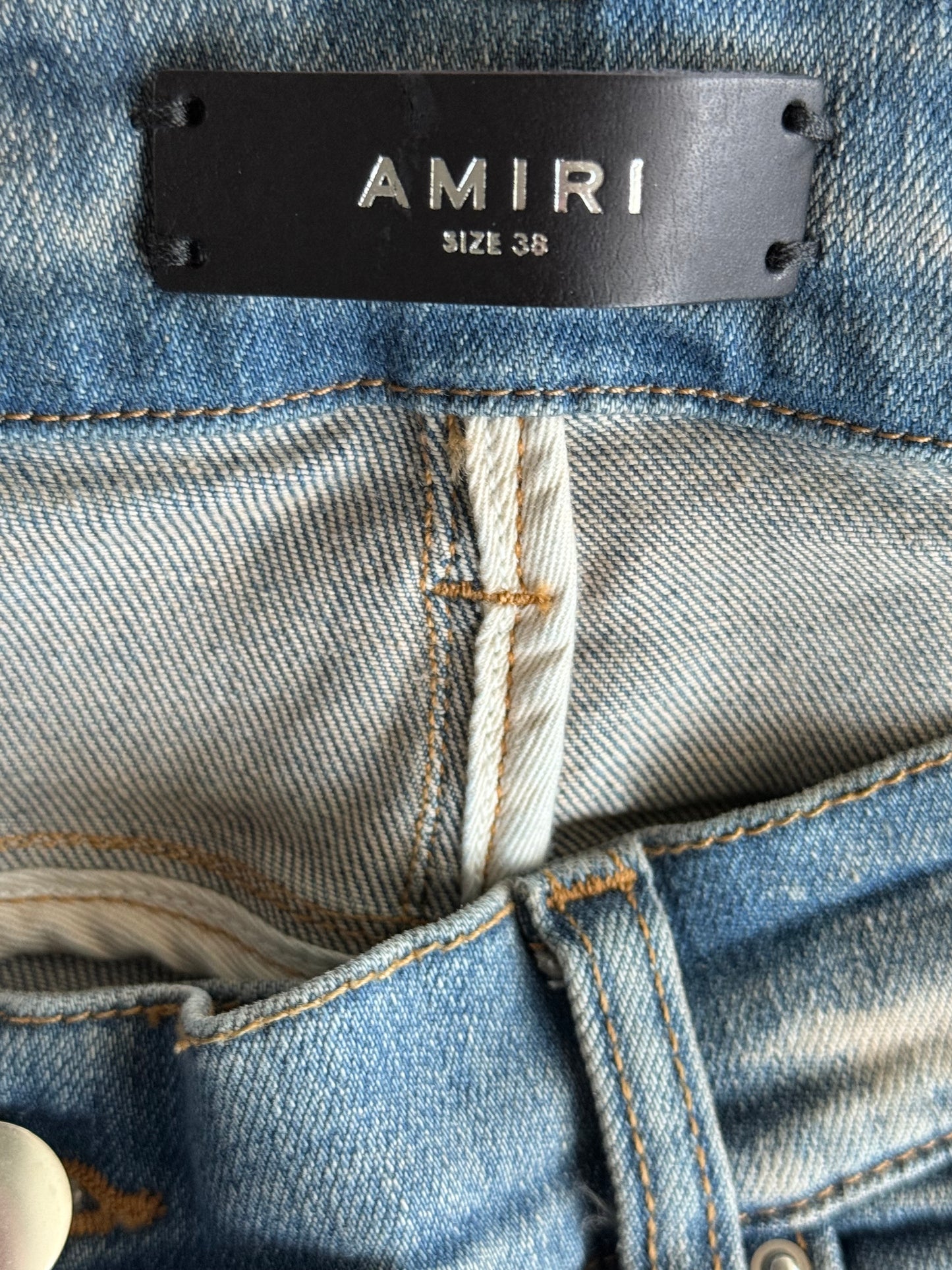 Amiri Clay Indigo & Pink Tie-Dye Patch Thrasher Jeans