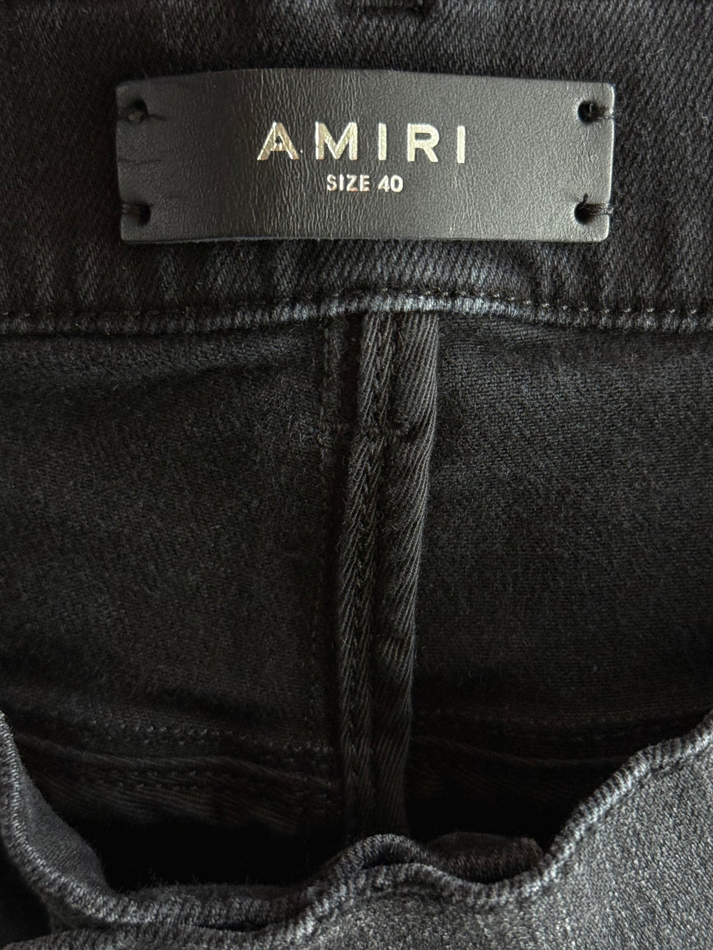 Amiri Aged Black & Red Snake Applique Thrasher Jeans