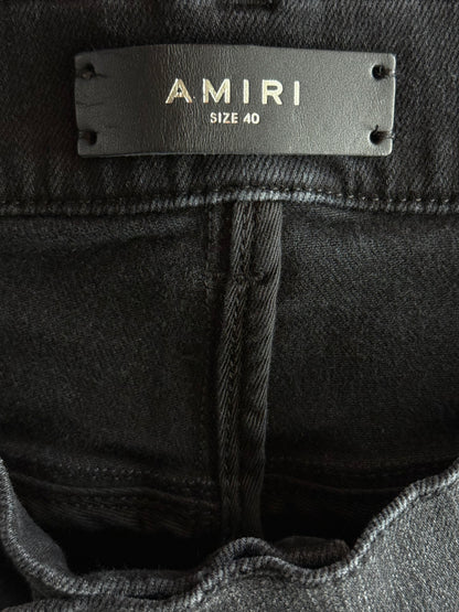 Amiri Aged Black & Red Snake Applique Thrasher Jeans