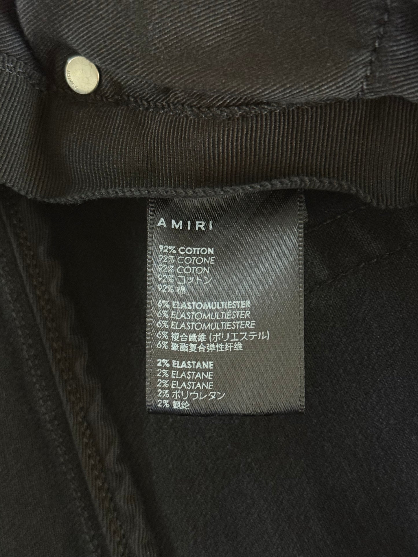 Amiri Aged Black & Red Snake Applique Thrasher Jeans