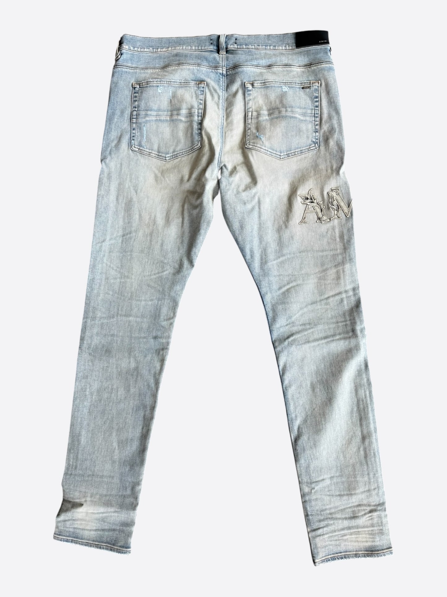 Amiri Antique Indigo Baroque Varsity Logo Jeans