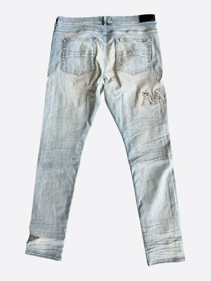 Amiri Antique Indigo Baroque Varsity Logo Jeans