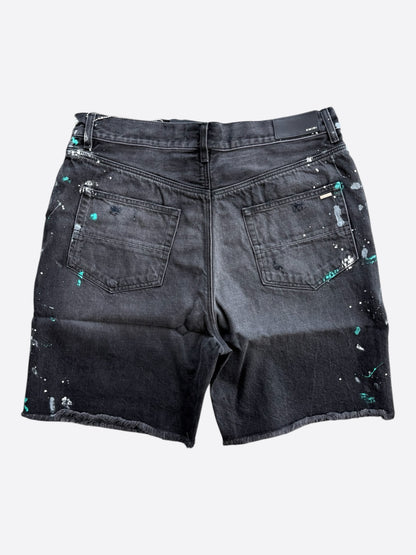 Amiri Aged Black Paint Splatter Bermuda Shorts
