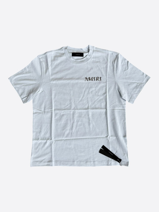 Amiri Grey Dawn Baroque Logo T-Shirt