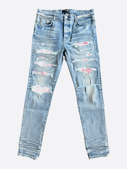 Amiri Clay Indigo & Pink Tie-Dye Patch Thrasher Jeans