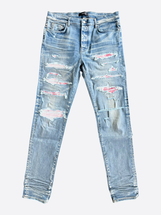 Amiri Clay Indigo & Pink Tie-Dye Patch Thrasher Jeans