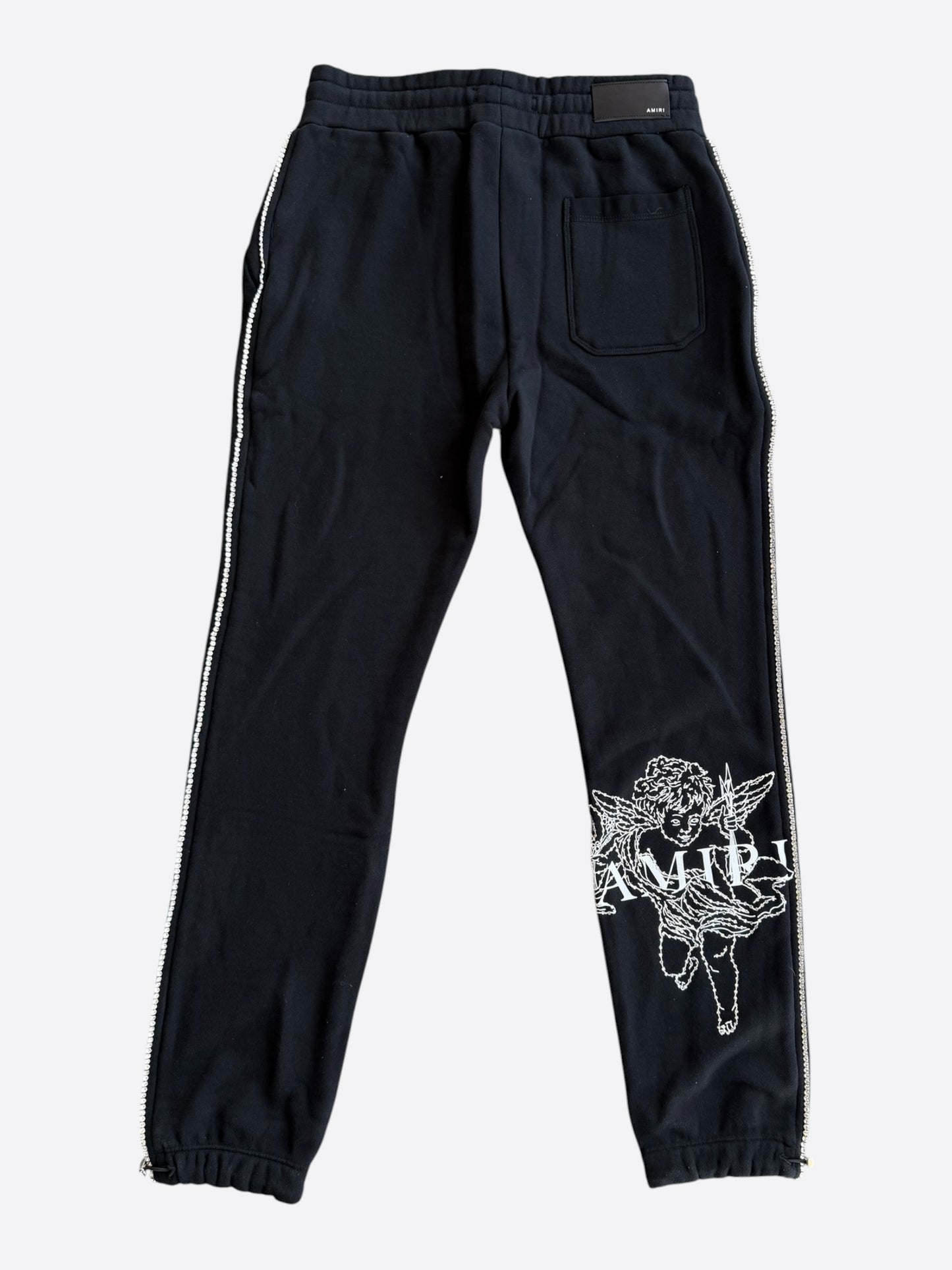 Amiri Black & White Cherub Logo Crystal Sweatpants