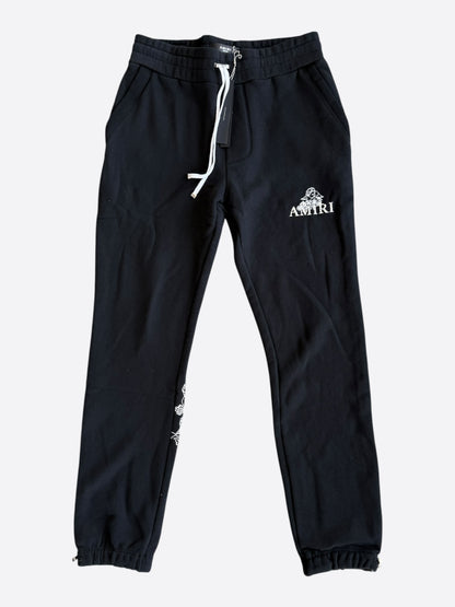 Amiri Black & White Cherub Logo Crystal Sweatpants