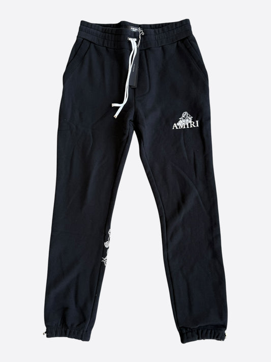 Amiri Black & White Cherub Logo Crystal Sweatpants