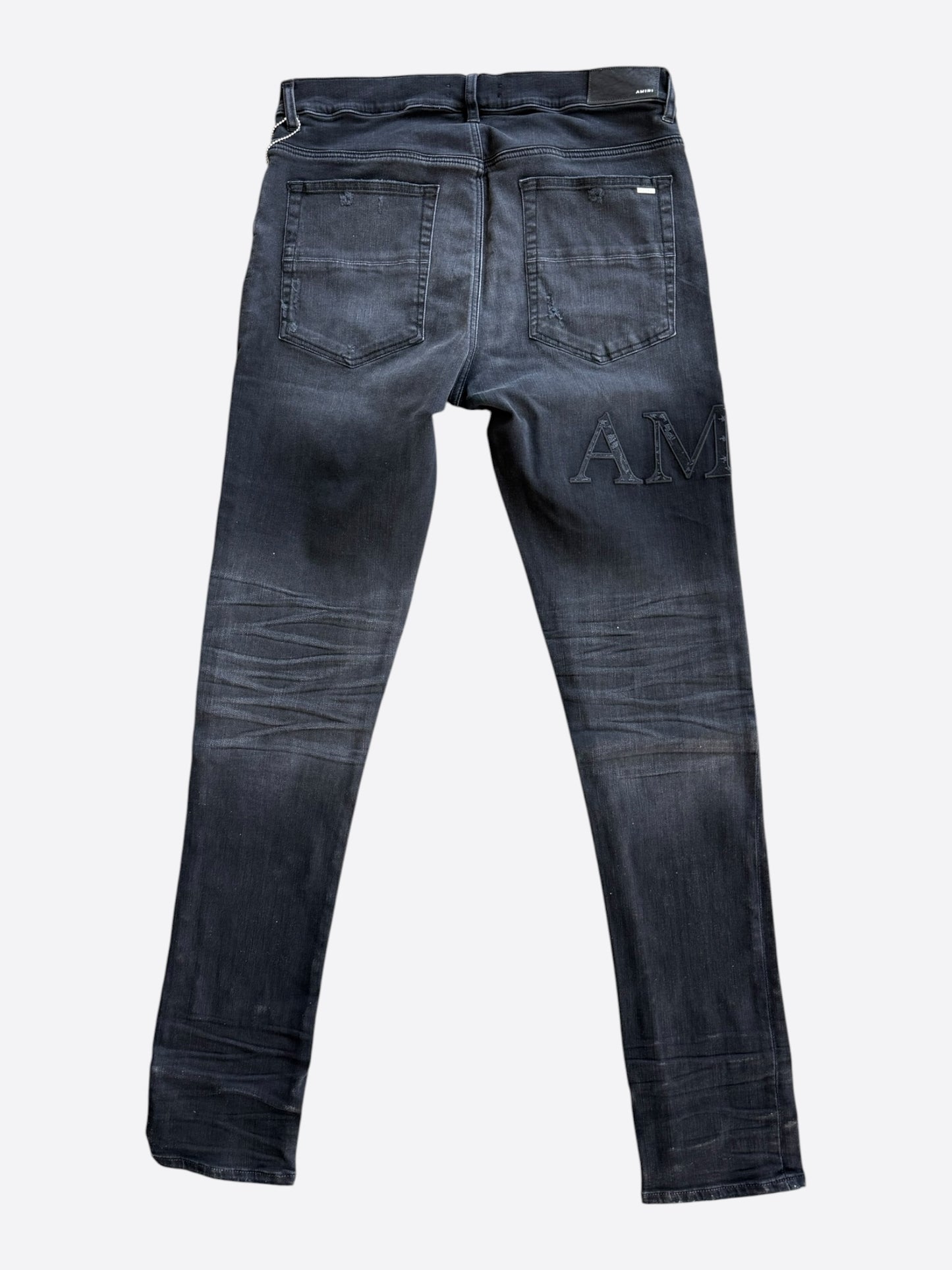 Amiri Vintage Black Bandana Jacquard Applique Logo Jeans