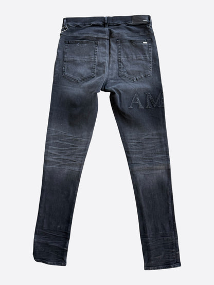 Amiri Vintage Black Bandana Jacquard Applique Logo Jeans