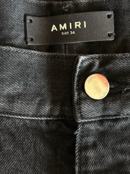 Amiri Aged Black Paint Splatter Bermuda Shorts