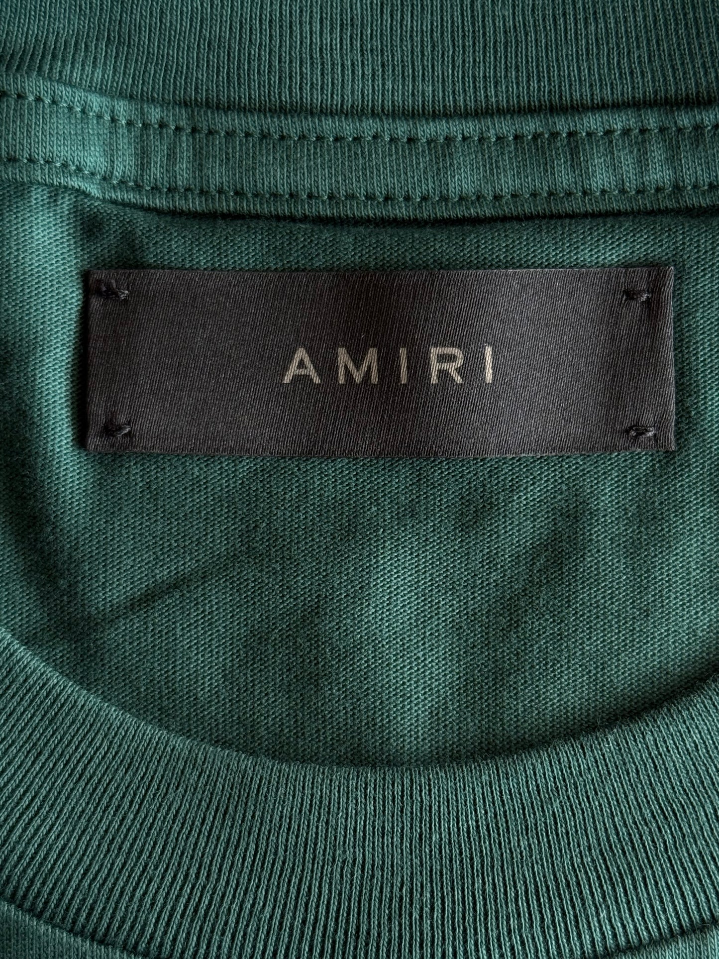 Amiri Green & White Staggered Logo T-Shirt
