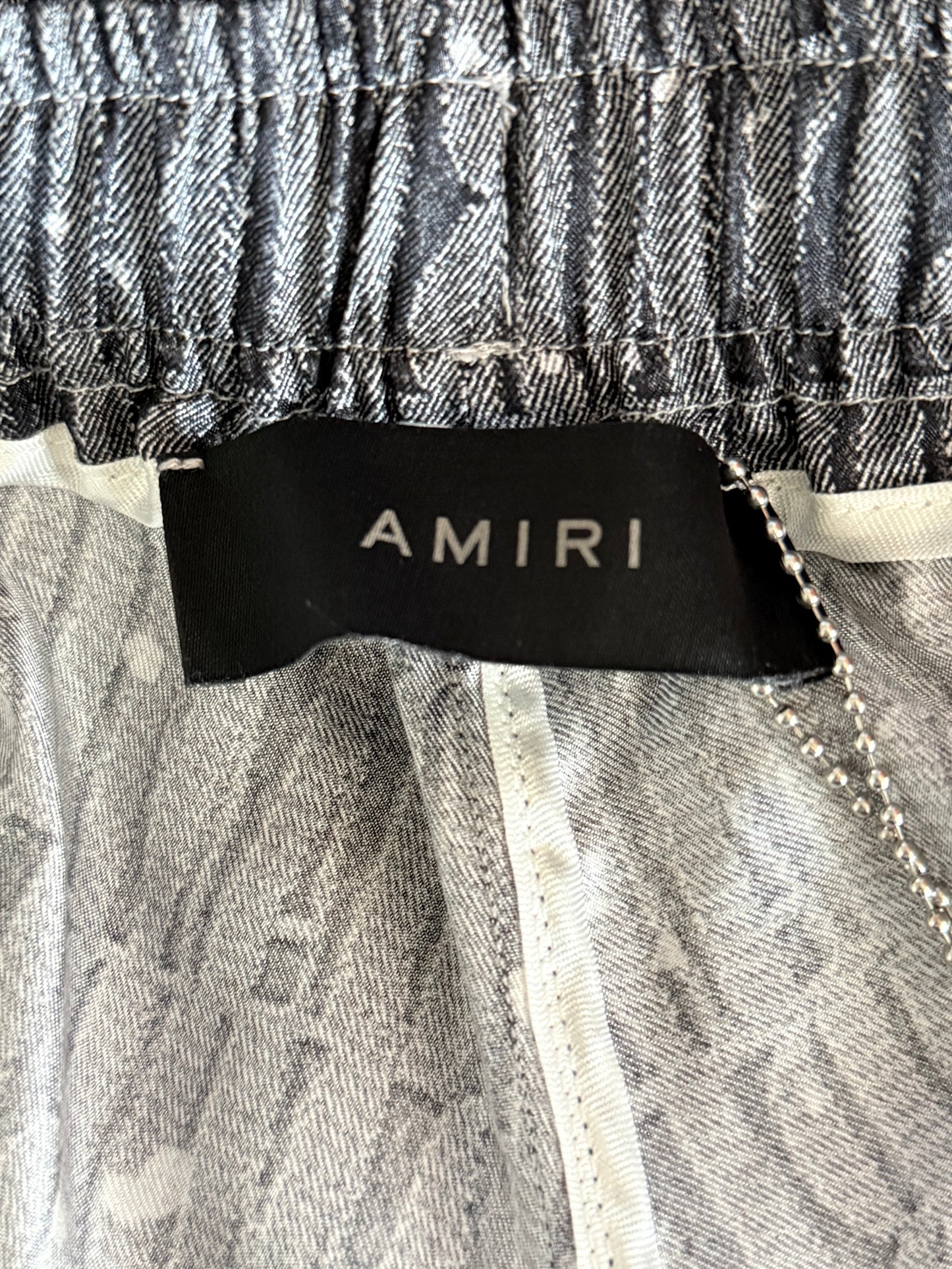 Amiri Grey & White Gradient Logo Shorts