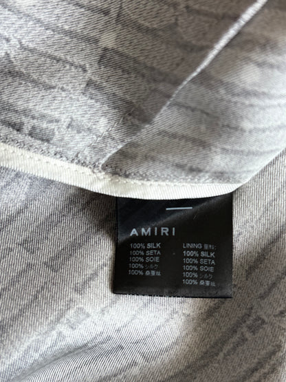 Amiri Grey & White Gradient Logo Shorts