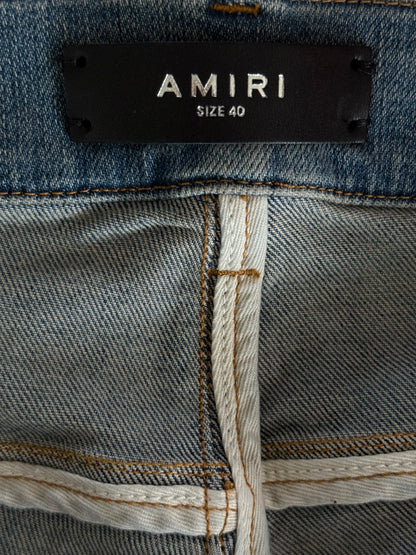 Amiri Antique Indigo Baroque Varsity Logo Jeans