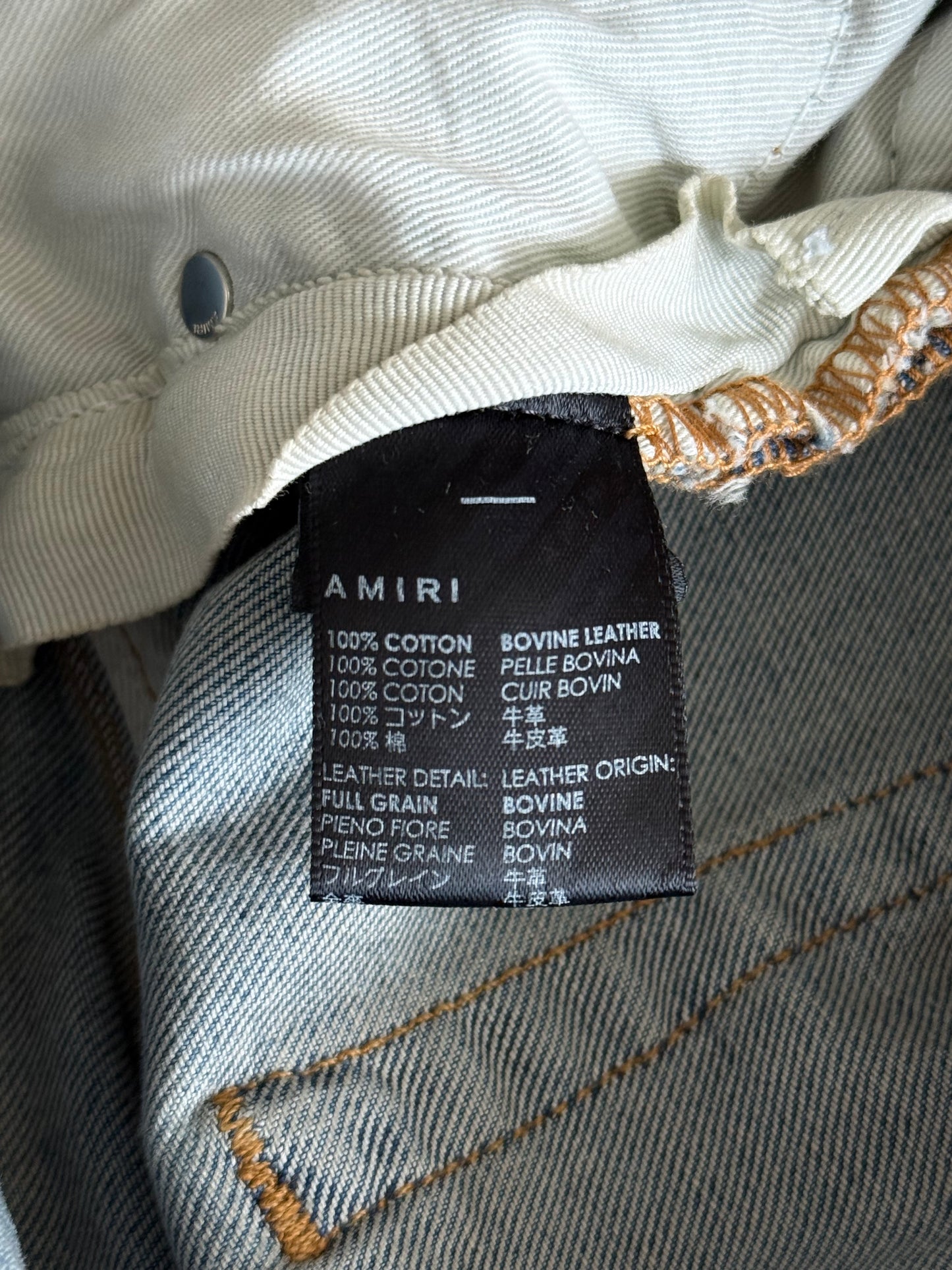 Amiri Antique Indigo Baroque Varsity Logo Jeans