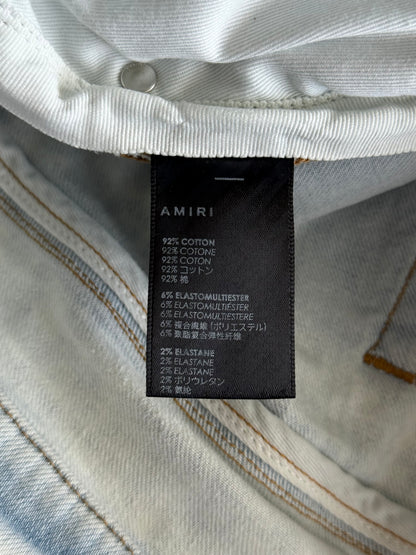 Amiri Bleached Indigo & Crystal Applique Logo Jeans