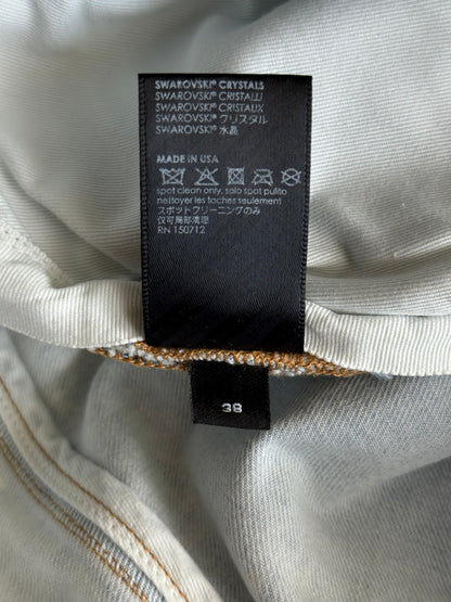 Amiri Bleached Indigo & Crystal Applique Logo Jeans
