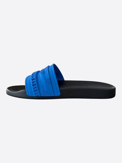 Amiri Blue & Black Bandana Chain Slides