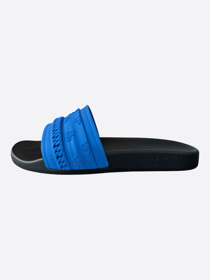 Amiri Blue & Black Bandana Chain Slides