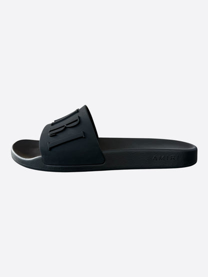 Amiri Black Logo Rubber Slides