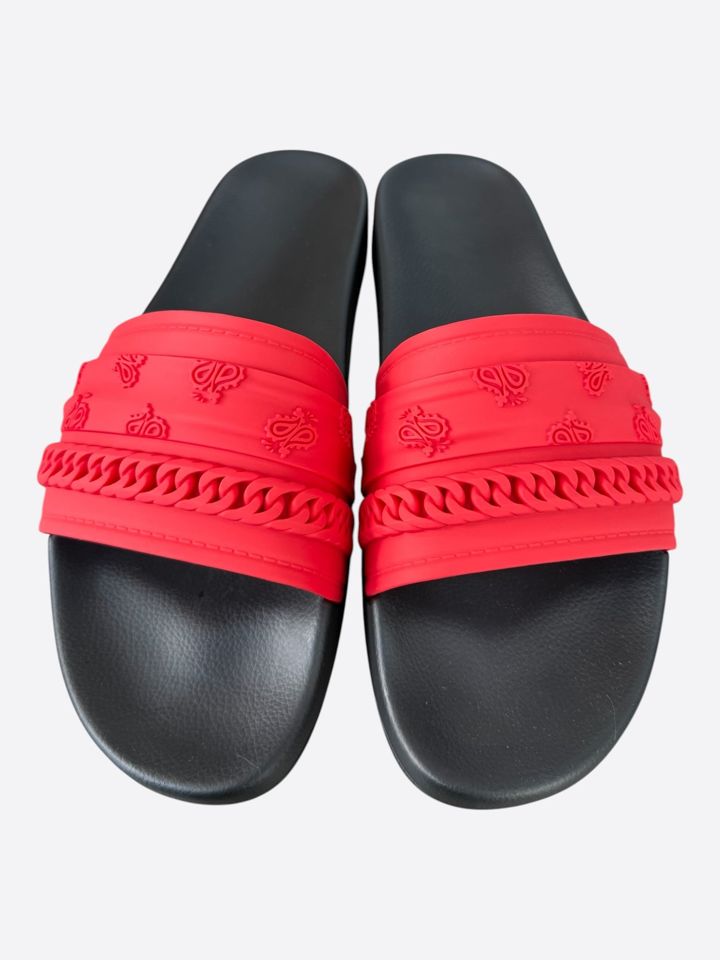 Amiri Red & Black Bandana Chain Slides