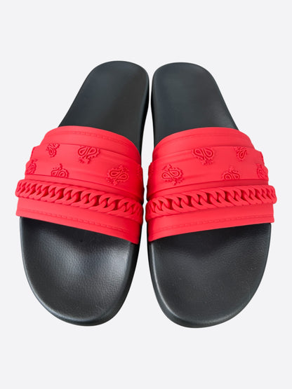 Amiri Red & Black Bandana Chain Slides